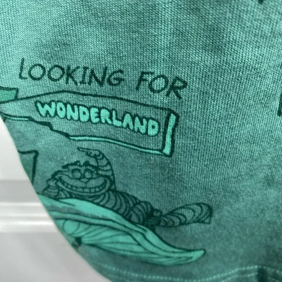 Disney Parks Alice in Wonderland Long Sleeve Shirt Mushrooms Leaves Medium Green - Picture 7 of 10